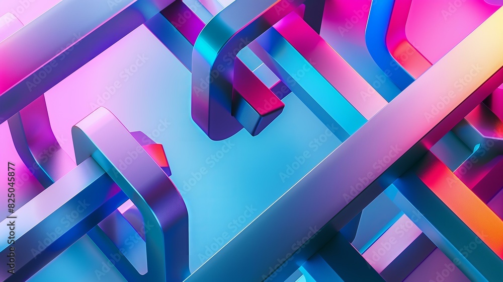 Vibrant 3D abstract background featuring interlocking geometric shapes ...