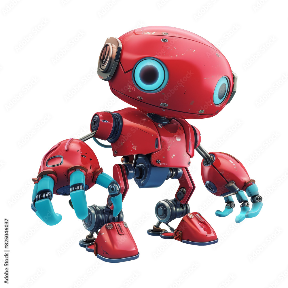 Cute Red Robot on Transparent Cute Red Robot on Transparent