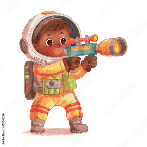 Cute astronaut warrior military holding sniper gun (7)