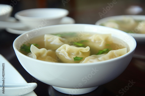 A bowl of wonton soup generative AI