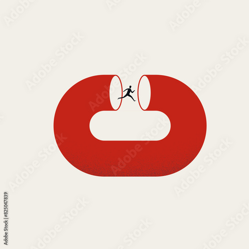 Business or challenge vector concept. Symbol of success, achievement and being stuck. Minimal design eps10 illustration.