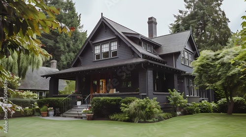 Develop a craftsman-style house with a modern slate gray exterior © coco