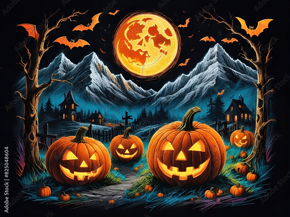 Halloween jack o lanterns on various creepy background Halloween jack o lanterns on various creepy background