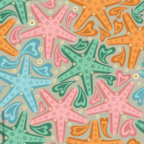  starfish seamless pattern in vector