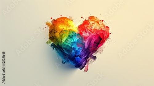 A minimalist illustration featuring a heart filled with rainbow colors, set against a plain white background. This design captures the essence of LGBTQIA+ pride and the celebration of love in all photo