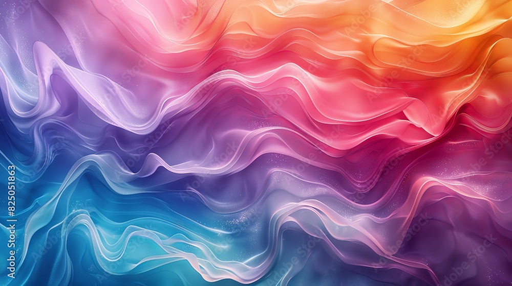 An elegant, abstract background featuring fluid rainbow patterns symbolizing LGBTQIA+ pride. The smooth transitions between colors create a sense of harmony and unity.