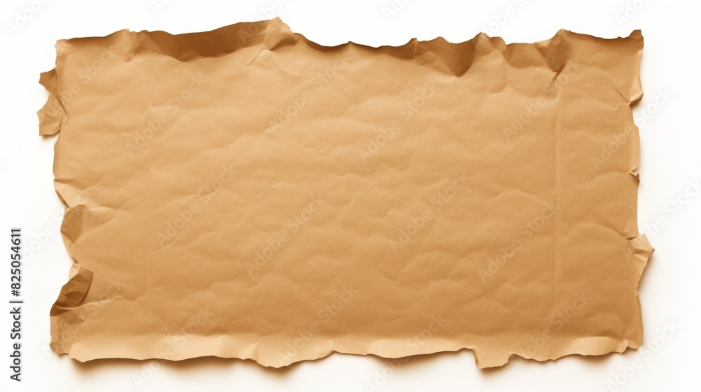 Crumpled sheet of brown paper with torn edges, ideal for background, texture, art projects, and creative designs. Crumpled sheet of brown paper with torn edges, ideal for background, texture, art projects, and creative designs.