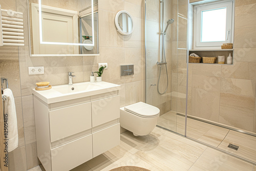 Wallpaper Mural Bathroom interior, Minimalistic Italian design, Natural stone textures, Design architecture Torontodigital.ca