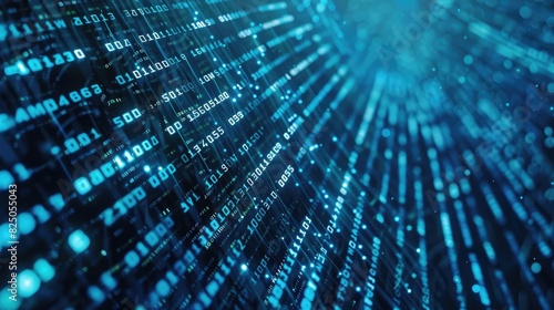 Digital background blue matrix. Binary computer code. Hacker concept. 3d rendering © Khalif