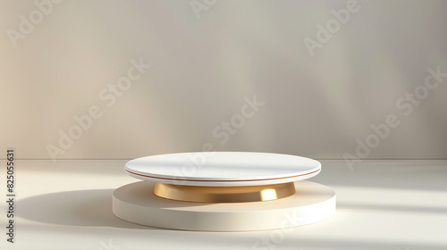 3D rendering of a white and gold podium