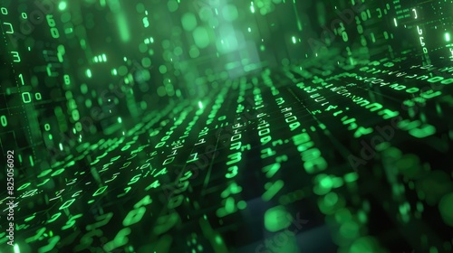 Digital background green matrix. Binary computer code. Hacker concept. 3d rendering.