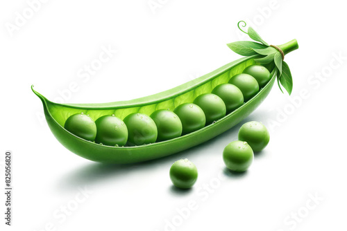 Wallpaper Mural Green pea pod with peas on white background with shadow Torontodigital.ca