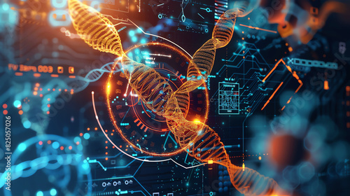 Genetic code. DNA double helix. The structure of DNA. 3D illustration. photo