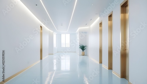 white and gold theme interior modern minimalism photo realism