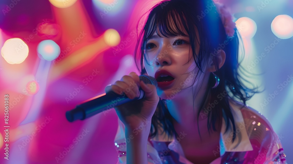 ステージで歌う日本人アイドル ステージで歌う日本人アイドル