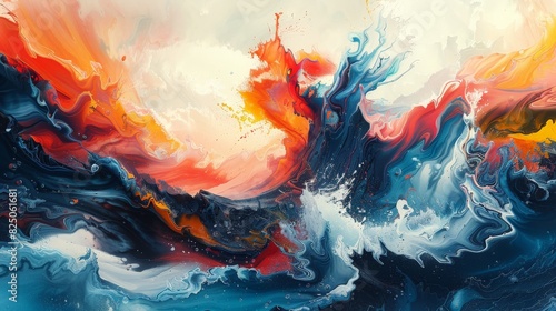 Immerse yourself in the fluidity of this contemporary artistry inspiration, where every brushstroke captures the essence of movement and vitality. photo