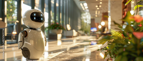 Wallpaper Mural Unreal Engine 3D Daily Interaction with Robots, Office_Environment, Service_Robot, Cleaning_Activity, Children_User, Rush_Hour_Time, AI_Technology, Sleek_Design_Visual_Effects, Efficient_Mood, Torontodigital.ca