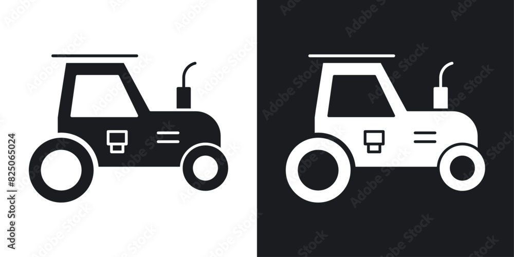Tractor icon set. Farm machinery vector symbol and agriculture equipment icon.