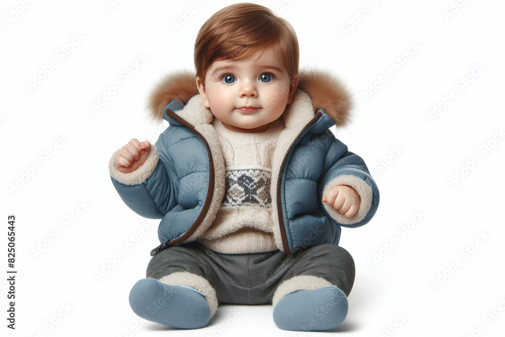baby wearing a warm jacket Isolated on white background baby wearing a warm jacket Isolated on white background