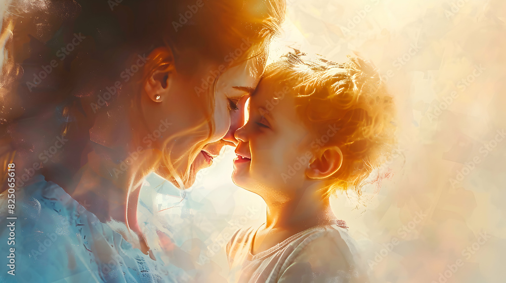 Glossy Mother and Child Joy: Abstract Digital Art Symbolizing Happiness and Bond in Photo Realistic Concept Glossy Mother and Child Joy: Abstract Digital Art Symbolizing Happiness and Bond in Photo Realistic Concept