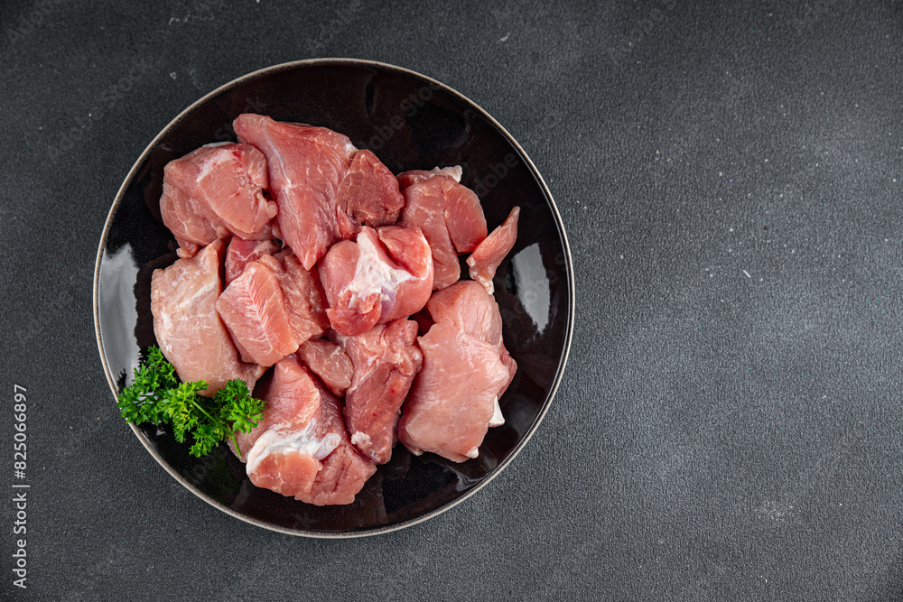 raw pork meat pulp fresh cooking appetizer meal food snack on the table copy space food background rustic top view raw pork meat pulp fresh cooking appetizer meal food snack on the table copy space food background rustic top view