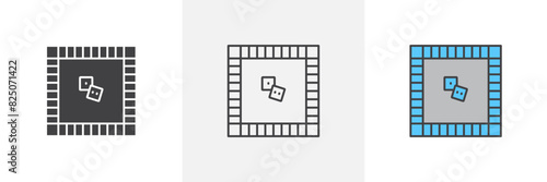 Game board icon set. Board game piece vector symbol and Monopoly board icon.