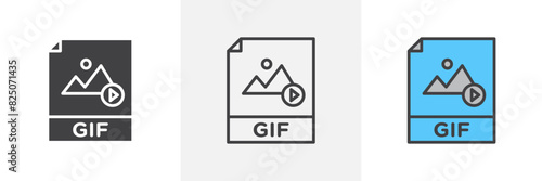 Gif icon set. Animation GIF vector symbol and graphical file icon.