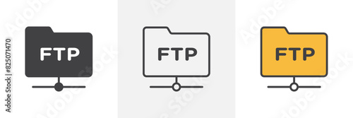 FTP icon set. Network file transfer vector symbol and FTP protocol icon.