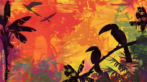 Vibrant Tropical Silhouette...