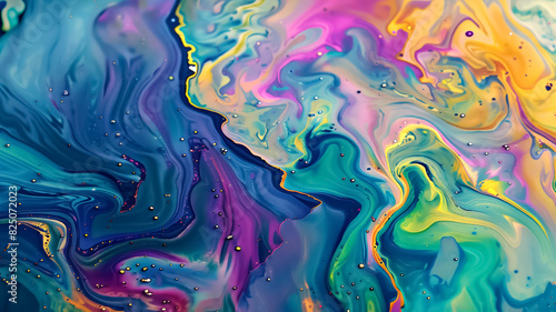 Vibrant fluid art with swirling abstract patterns embodies modern creativity, offering a dynamic feel