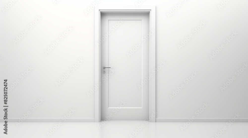 Minimalist white door set in monochromatic wall, creating a clean and contemporary design aesthetic Minimalist white door set in monochromatic wall, creating a clean and contemporary design aesthetic