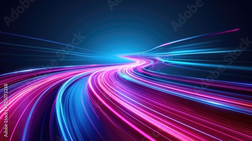 A colorful  swirling road with bright lights. Concept of motion and excitement  as if the viewer is being pulled along by the bright colors and the dynamic lines
