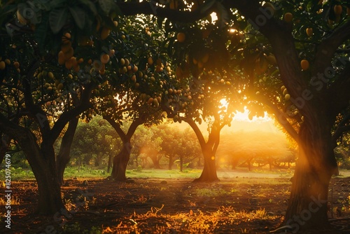 mango tree at sunset photo
