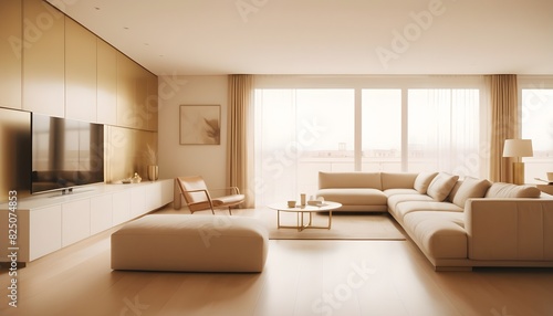 white and gold theme interior modern minimalism photo realism