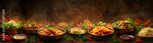 Glossy Thai Food:  Digital Art Showcasing Lavish Cuisine for an Extravagant Dining Experience