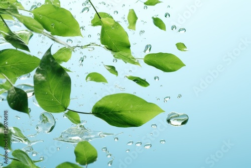 A leafy tree with water droplets falling from it. Concept of freshness and vitality