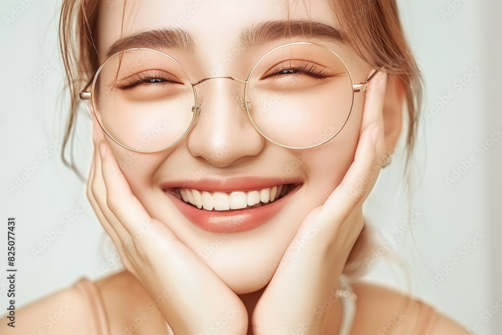 Smiling Young Woman with Glasses Smiling Young Woman with Glasses