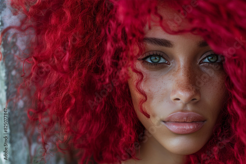 Beautiful Young Woman with Vibrant Red Hair