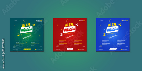 We are hiring job vacancy Social Media Post Or Instagram Promotional Social Media Square Banner And Square Flyer Template Design