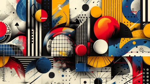 An abstract creativity design, featuring bold colors and geometric patterns. This composition captures the essence of artistic replication and creative abstraction in a visually appealing way. photo