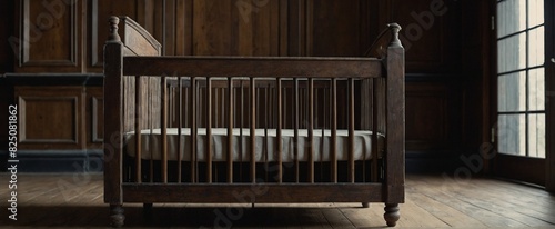 ntique wooden crib photo