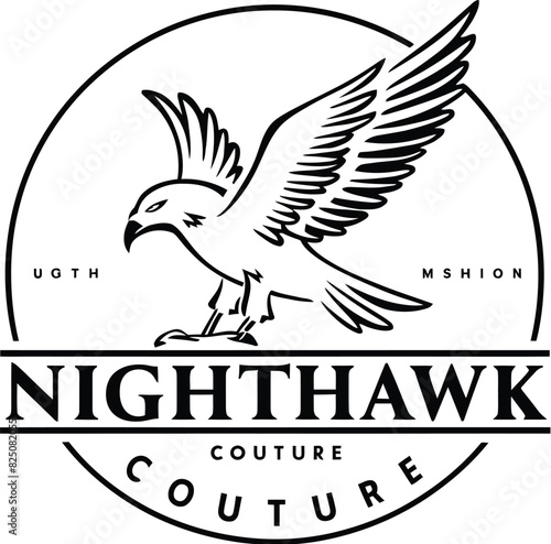 Illustration of fashion shop logo named nighthawk. AI generative.