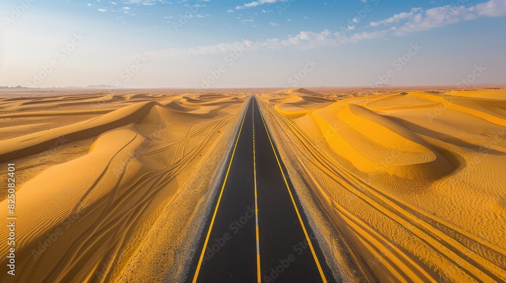 Endless Desert Highway Under Golden Sunset