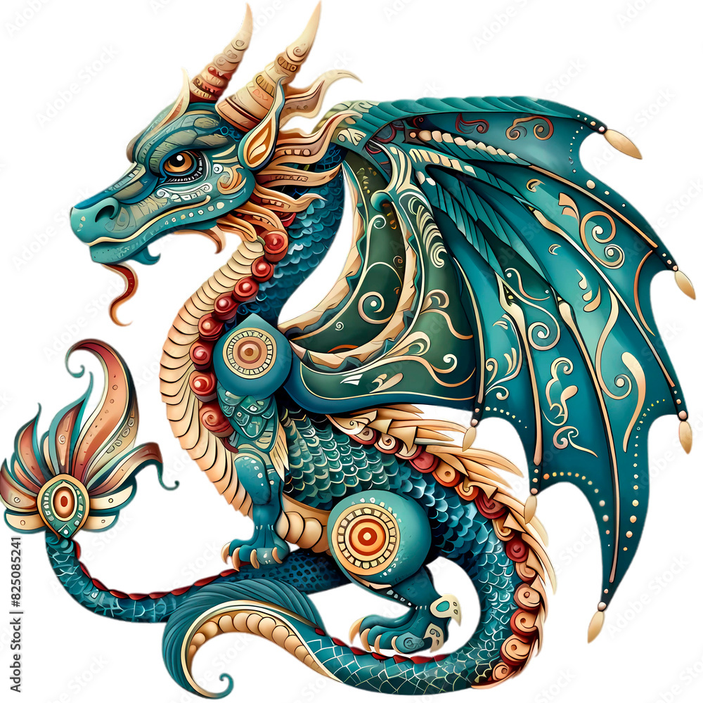 Green dragon illustration, Brazilian style