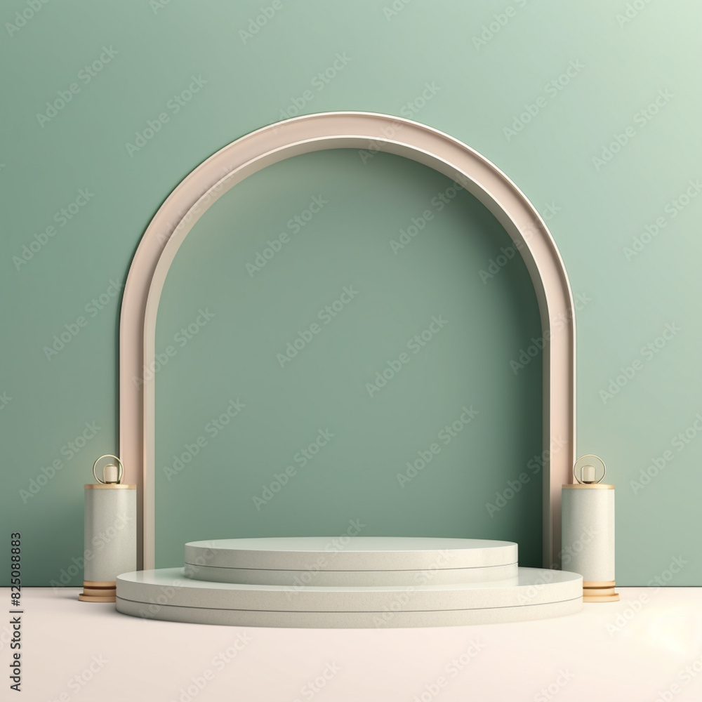 Eid Mubarak Religious Banner: 3D Podium for Product Display with Islamic Elegance Eid Mubarak Religious Banner: 3D Podium for Product Display with Islamic Elegance