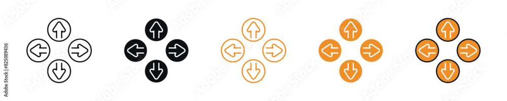 Linear style sign for mobile concept and web design. Simple set icons cursor navigation. Black circle buttons arrow icon in vector design style Linear style sign for mobile concept and web design. Simple set icons cursor navigation. Black circle buttons arrow icon in vector design style