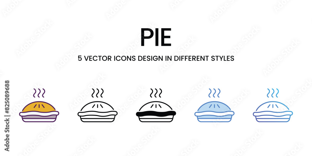 Pie icons vector set stock illustration.