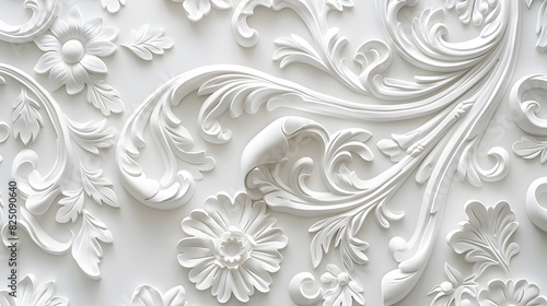 White background with embossed pattern, white background.  © horizon