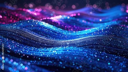 A vibrant background featuring colorful, shiny waves in shades of blue, pink, and purple, with light reflections adding a dynamic, almost liquid-like texture. photo
