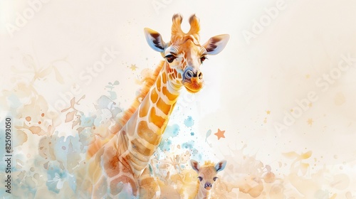 Dive into a whimsical world of nursery decor with an enchanting watercolor depiction of baby animals.  